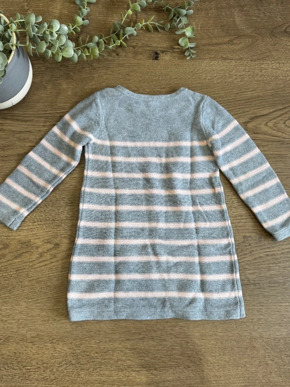 BabyGap Girls 2T Gray Pink Striped Knit Sweater Dress